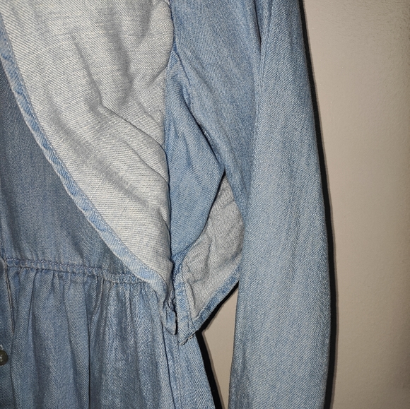 NWT Zara Women’s Denim Ruffles Blue Button Down Shirt - Picture 10 of 14